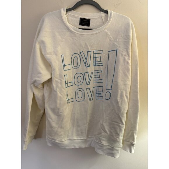 Free People Retro Brand Love Love Love Crew Neck Sweatshirt Size L New - Picture 2 of 5